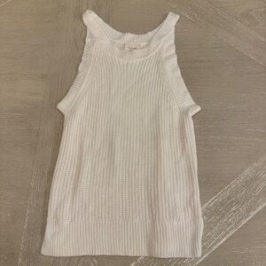 Cream Ribbed Sleeveless Tank Top